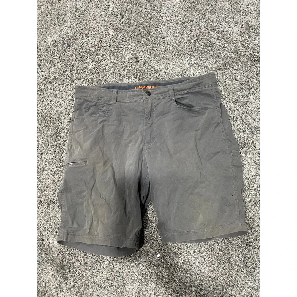 Hawke & Co Mens Dynamic Sport Fiber Shorts Gray Stretch Hiking Utility Size 34